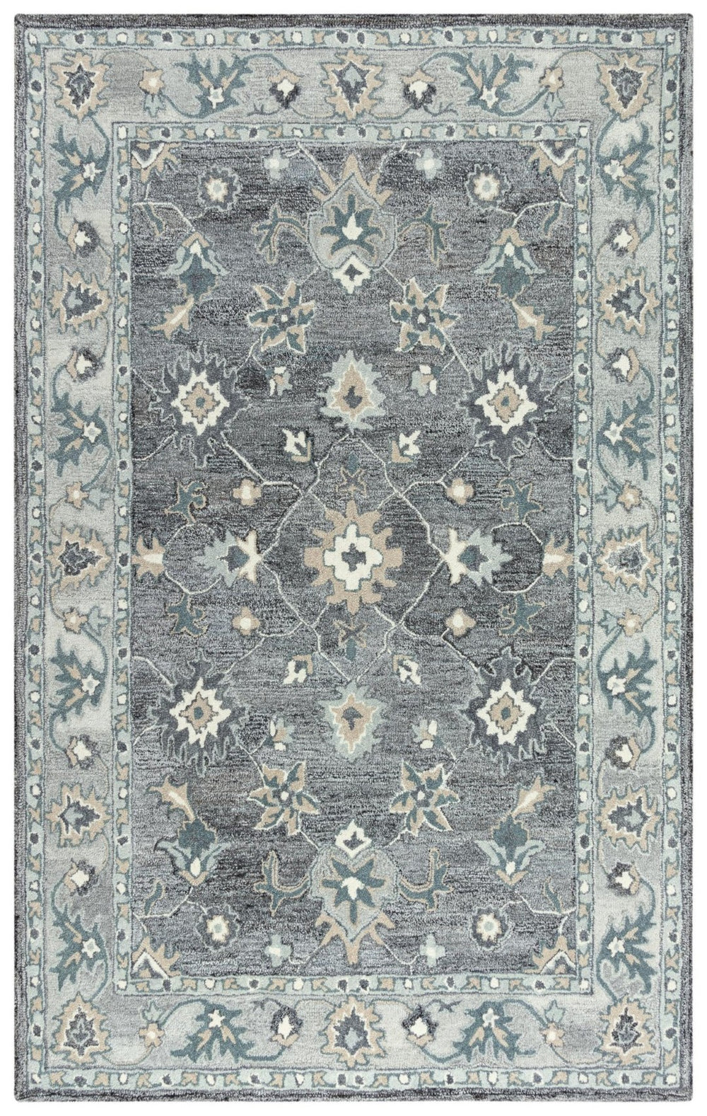 Alora Decor Spirit Hand-Tufted Gray Traditional Rug With Wool Blend, Persian Floral Motifs, Durable Plush Finish 8'6" x 11'6" 01301310600338611