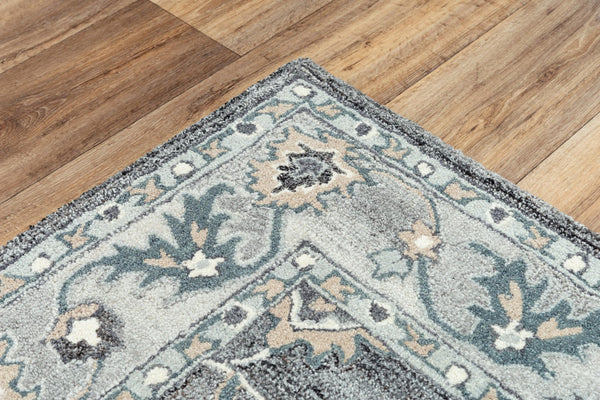 Alora Decor Spirit Hand-Tufted Gray Traditional Rug With Wool Blend, Persian Floral Motifs, Durable Plush Finish 8'6" x 11'6" 01301310600338611