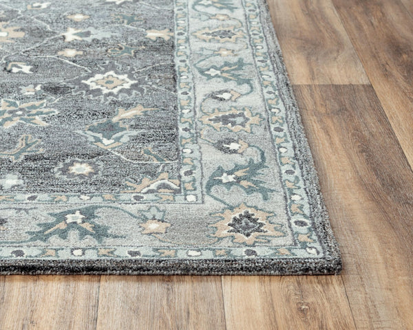 Alora Decor Spirit Hand-Tufted Gray Traditional Rug With Wool Blend, Persian Floral Motifs, Durable Plush Finish 8'6" x 11'6" 01301310600338611