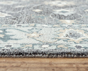 Alora Decor Spirit Hand-Tufted Gray Traditional Rug With Wool Blend, Persian Floral Motifs, Durable Plush Finish 8'6" x 11'6" 01301310600338611