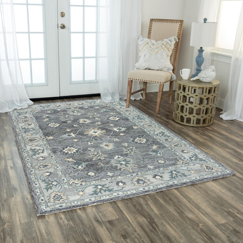 Alora Decor Spirit Hand-Tufted Gray Traditional Rug With Wool Blend, Persian Floral Motifs, Durable Plush Finish 8'6" x 11'6" 01301310600338611
