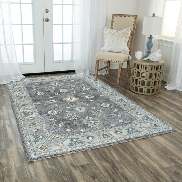 Alora Decor Spirit Hand-Tufted Gray Traditional Rug With Wool Blend, Persian Floral Motifs, Durable Plush Finish 8'6" x 11'6" 01301310600338611