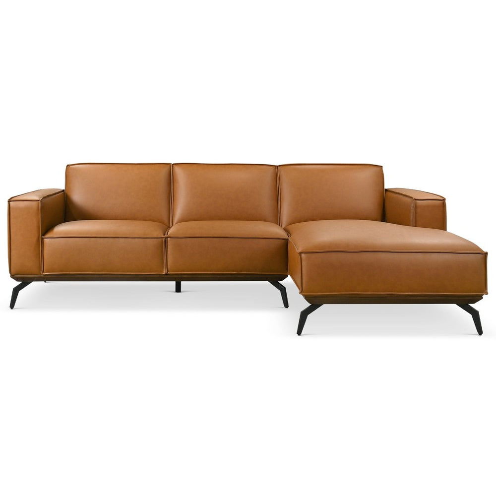 English Elm Brenham Vegan Leather Right Chaise Sectional with Mid Century Metal Legs B183S00208