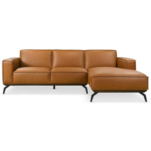 English Elm Brenham Vegan Leather Right Chaise Sectional with Mid Century Metal Legs B183S00208