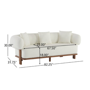 English Elm Round Arm Curved Sofa Plush Upholstered Mid-century Living Room Lounge Seating Beige N771P270523M
