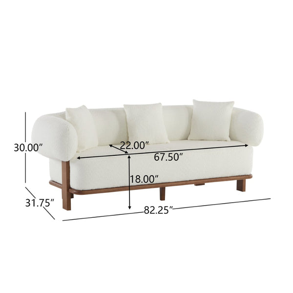 English Elm Round Arm Curved Sofa Plush Upholstered Mid-century Living Room Lounge Seating Beige N771P270523M