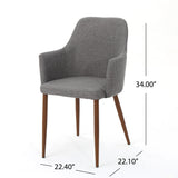 Christopher Knight Home® - Noble House - Zeila Mid Century Modern Light Grey Fabric Dining Chair with Dark Brown Wood Finished Metal Legs - Set of 2