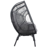 English Elm 3 Pieces Patio Egg Chairs (Model 2) With Side Table Set,Black Color Pe Rattan and Grey Cushion