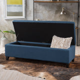 Hearth and Haven Xenon Fabric Upholstered Storage Bench with Birch Wood Legs, Navy Blue 73766.00FNBLU