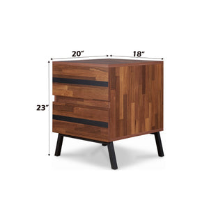 English Elm Karine Walnut & Black Finish Accent Table with 2 Drawers, Modern Wood Frame, Metal Legs, Storage elegante B2726P263839