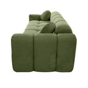 English Elm 98.4" Corduroy Cloud Puff Sofa Vacuum Packed 4-seater Living Room Couch with Pillows Green W5515P477307
