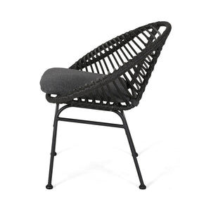 English Elm Christopher Knight Home® - SAN ANTONIO CHAIR Grey Woven Polyethylene Rattan Set of 2 with Water-Resistant Cushions & Steel Frame Modern Design 65039.00GRY