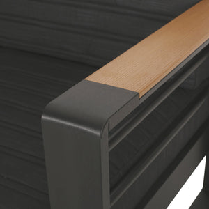 English Elm Christopher Knight Home® - GIOVANNA Loveseat Black Aluminum Frame with WPC Arm Accents, Water-Resistant Cushions, Weatherproof 71735.00BLK