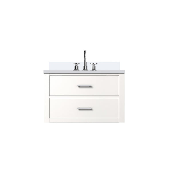 English Elm White Single Bath Vanity With Cultured Marble Top & Chrome Faucet Set For Elegant Bathroom Upgrade B2731P257944-GIGA
