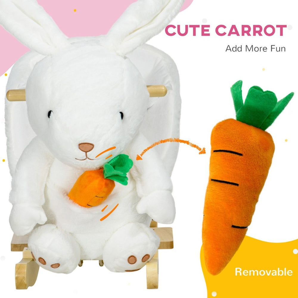 English Elm Qaba Bunny Rocker Toddler Ride on with Velvet Plush Carrot Toy and Realistic Sounds W2225P217693