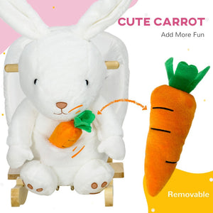 English Elm Qaba Bunny Rocker Toddler Ride on with Velvet Plush Carrot Toy and Realistic Sounds W2225P217693
