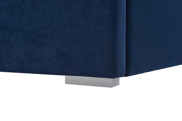 English Elm Queen Modern Floating Bedside Tables with LED Lights, Crossed Metal Legs, Single Drawer Storage, Durable Construction Blue W1793S00015