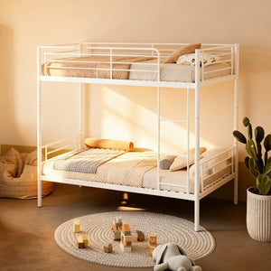 English Elm Bunk Bed Twin Over Iron Frame Full Guardrail Ladder No Box Spring Needed W3752P449020