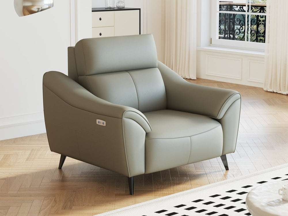 English Elm Zero Wall Power Recliner Compact Bonded Leather Chair with Lumbar and Quiet Motor W3795P455837