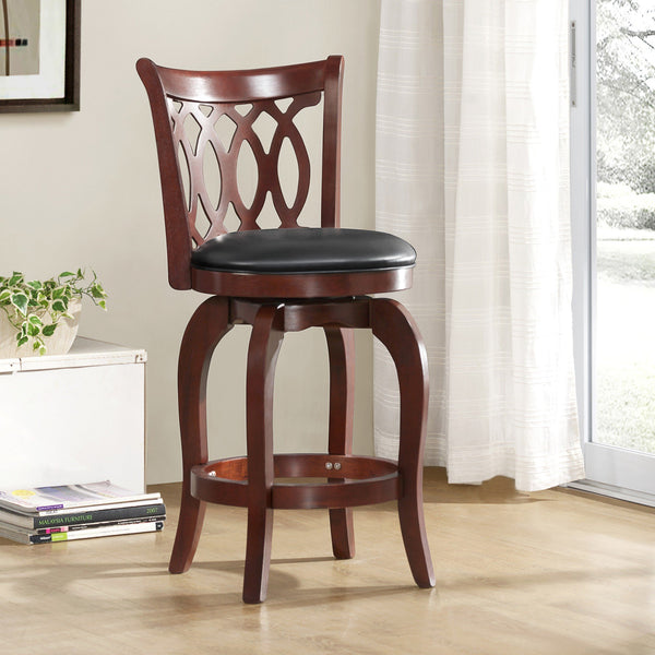 Jaxon Scroll Back Swivel Counter Stool Solid Rubberwood Frame Cushioned Seat Kitchen