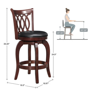 Jaxon Scroll Back Swivel Counter Stool Solid Rubberwood Frame Cushioned Seat Kitchen