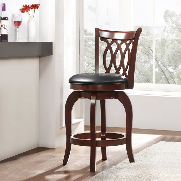Jaxon Scroll Back Swivel Counter Stool Solid Rubberwood Frame Cushioned Seat Kitchen