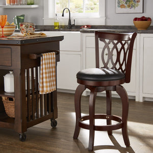 Jaxon Scroll Back Swivel Counter Stool Solid Rubberwood Frame Cushioned Seat Kitchen