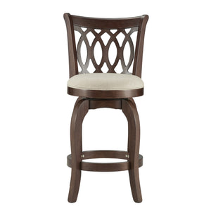Jaxon Scroll Back Swivel Counter Stool Solid Rubberwood Frame Cushioned Seat Kitchen