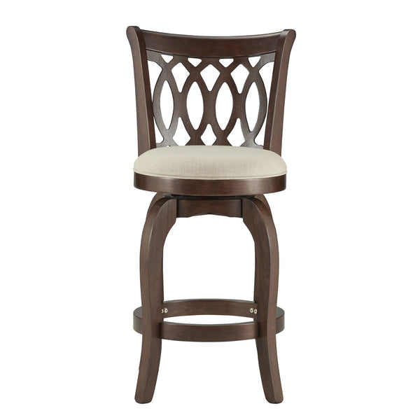 Jaxon Scroll Back Swivel Counter Stool Solid Rubberwood Frame Cushioned Seat Kitchen