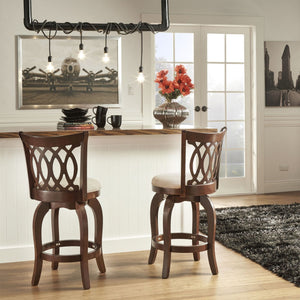 Jaxon Scroll Back Swivel Counter Stool Solid Rubberwood Frame Cushioned Seat Kitchen