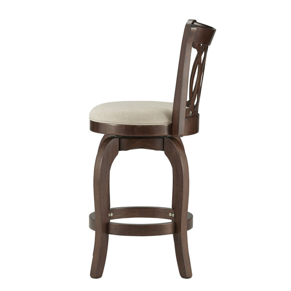 Jaxon Scroll Back Swivel Counter Stool Solid Rubberwood Frame Cushioned Seat Kitchen