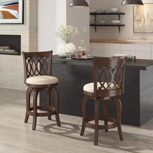 Jaxon Scroll Back Swivel Counter Stool Solid Rubberwood Frame Cushioned Seat Kitchen
