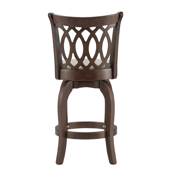 Jaxon Scroll Back Swivel Counter Stool Solid Rubberwood Frame Cushioned Seat Kitchen