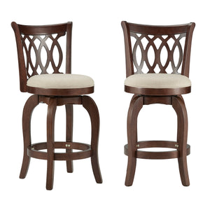 Jaxon Scroll Back Swivel Counter Stool Solid Rubberwood Frame Cushioned Seat Kitchen