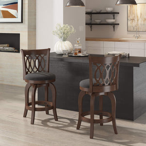 Jaxon Scroll Back Swivel Counter Stool Solid Rubberwood Frame Cushioned Seat Kitchen