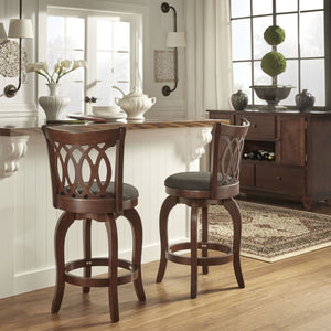 Jaxon Scroll Back Swivel Counter Stool Solid Rubberwood Frame Cushioned Seat Kitchen