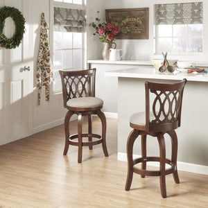Jaxon Scroll Back Swivel Counter Stool Solid Rubberwood Frame Cushioned Seat Kitchen