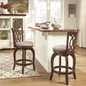Jaxon Scroll Back Swivel Counter Stool Solid Rubberwood Frame Cushioned Seat Kitchen