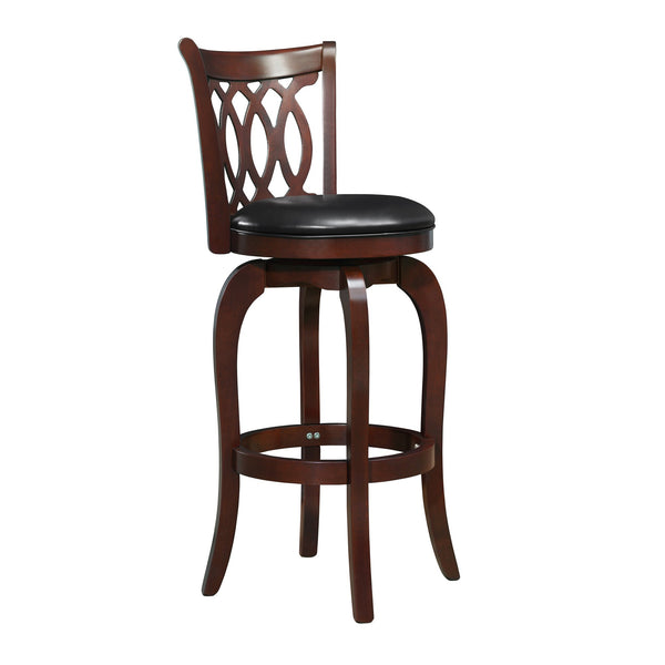 Jaxon Rubberwood Swivel Barstool with Scroll Back and Padded Upholstered Seat