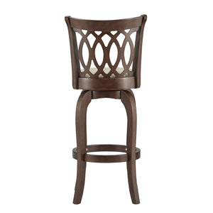Jaxon Rubberwood Swivel Barstool with Scroll Back and Padded Upholstered Seat