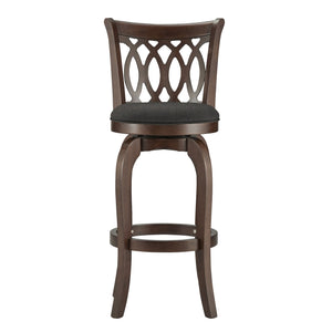 Jaxon Rubberwood Swivel Barstool with Scroll Back and Padded Upholstered Seat