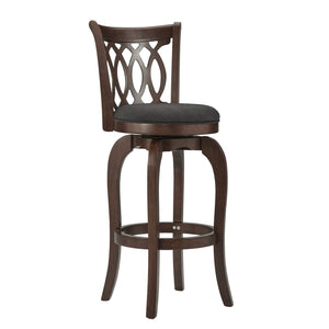 Jaxon Rubberwood Swivel Barstool with Scroll Back and Padded Upholstered Seat