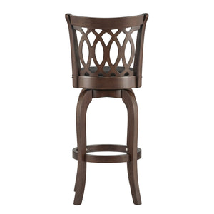 Jaxon Rubberwood Swivel Barstool with Scroll Back and Padded Upholstered Seat