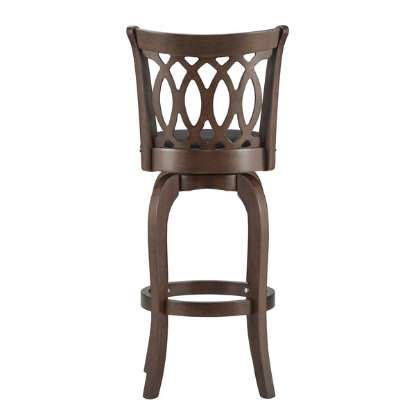 Jaxon Rubberwood Swivel Barstool with Scroll Back and Padded Upholstered Seat