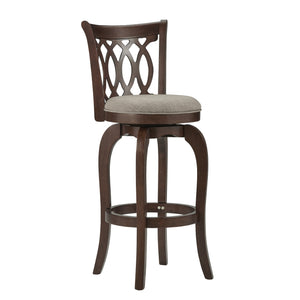 Jaxon Rubberwood Swivel Barstool with Scroll Back and Padded Upholstered Seat
