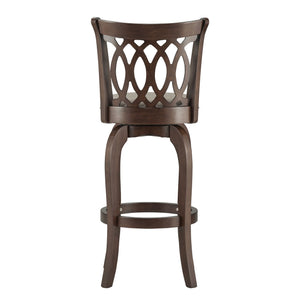 Jaxon Rubberwood Swivel Barstool with Scroll Back and Padded Upholstered Seat
