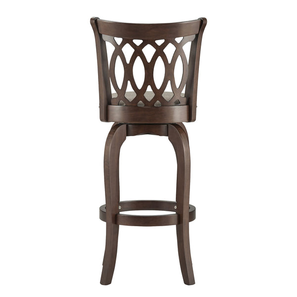 Jaxon Rubberwood Swivel Barstool with Scroll Back and Padded Upholstered Seat