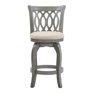Jaxen Scroll Back Swivel Counterstool Solid Rubberwood Foam Seat Traditional Style