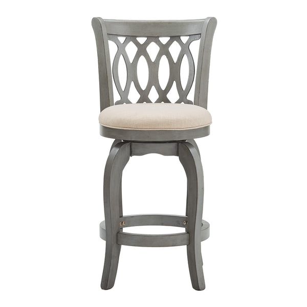 Jaxen Scroll Back Swivel Counterstool Solid Rubberwood Foam Seat Traditional Style