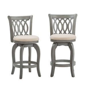 Jaxen Scroll Back Swivel Counterstool Solid Rubberwood Foam Seat Traditional Style